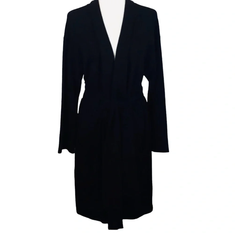 Van Winkle & Co 100% Cashmere Black Open Front Robe NWT - Picture 2 of 4